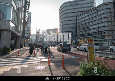 TOKYO, JAPAN - APRIL 11, 2023: View of Shinjuku in the evening Stock Photo