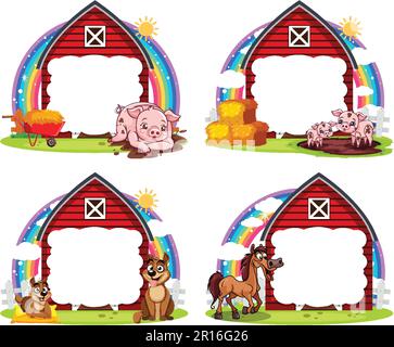 Set of empty banner farm theme illustration Stock Vector