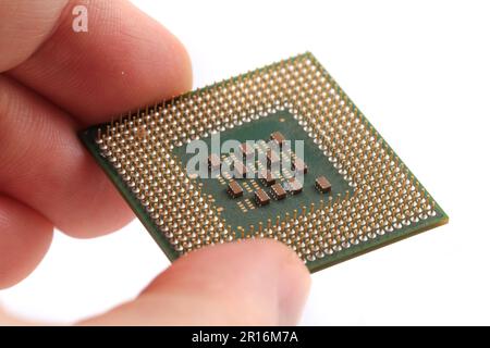 It is silicone chip CPU on white background Stock Photo - Alamy