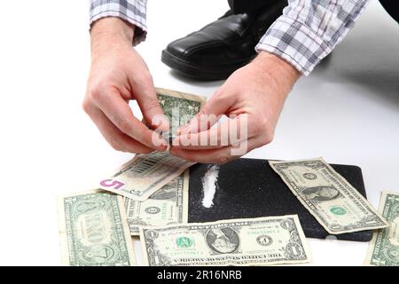 cocain preparation for starting problems as drugs background Stock Photo