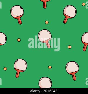 Vector seamless pattern of flat black ping pong table tennis sport icon isolated on white background. Stock Vector