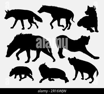 Hyena mammal animal silhouette 04. Good use for symbol, logo, web icon, mascot, sticker design, sign, avatar, or any design you want Stock Vector