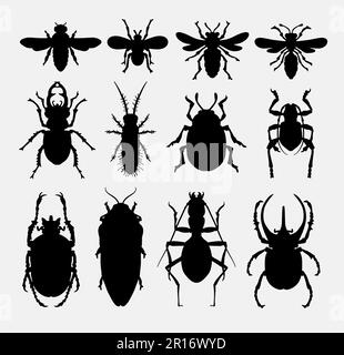 insect, bug, bee, ant, animal silhouette. Good use for symbol, logo, web icon, mascot, game elements, object, sign, or any design you want. Easy to us Stock Vector