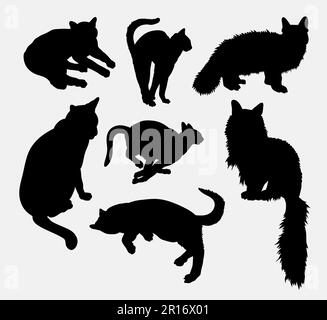 Cat pet animal activity silhouette. Good use for symbol, logo, web icon, mascot, sign, sticker design, or any design you want. Easy to use. Stock Vector
