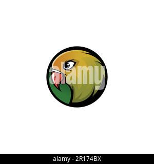 Love Bird Mascot Logo Emblem Logo - Animals Mascot E-sports Logo Vector Illustration Design Concept. Stock Vector