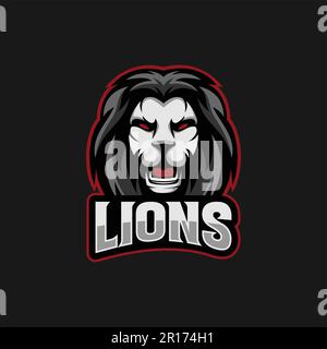 Lion Head With Text Mascot Logo - Animals Mascot Esports Logo Vector Illustration Design Concept. Stock Vector