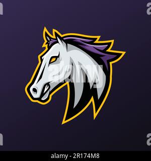 Angry Horse Mascot Logo - Animals Mascot E-sport Logo, Vector Illustration Design Concept. Stock Vector