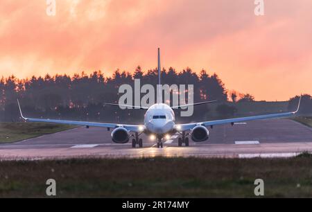 Cork Airport, Cork, Ireland. 12th May, 2023. A Ryanair Boeing 737 waits to access the runway prior to takeoff for London Stansted from Cork Airport, Cork, Ireland. - Credit; David Creedon / Alamy Live News Stock Photo