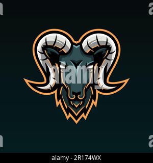 Goat Head Mascot Logo - Animals Mascot E-sport Logo, Vector Illustration Design Concept. Stock Vector