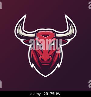 Bull Head Mascot Logo - Animals Mascot Esports Logo Vector Illustration Design Concept. Stock Vector
