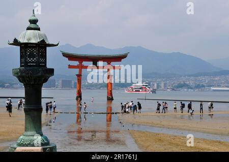World Heritage Site The three most scenic spots in Japan Miyajima Torii in summer Stock Photo
