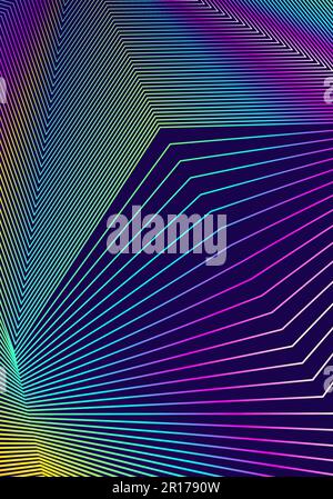Minimal cover design template. Modern brochure layout. Rainbow vibrant halftone gradients on dark blue background. Majestic trendy abstract cover desi Stock Vector