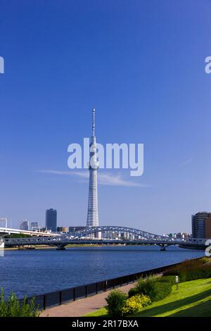 Tokyo Sky Tree, Shirahige Bridge, and Kasenjiki Stock Photo