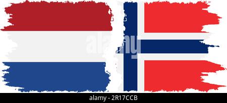 Norway and Netherlands grunge flags connection, vector Stock Vector