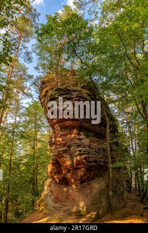 Red Rock in Rockland of Dahn, Rhineland-Palatinate, Germany, Europe Stock Photo