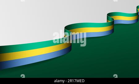 Gabon ribbon flag background. Element of impact for the use you want to make of it. Stock Vector