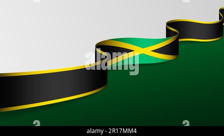 Jamaica ribbon flag background. Element of impact for the use you want to make of it. Stock Vector