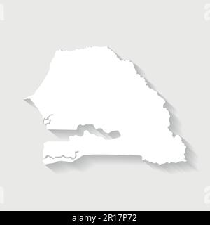 Simple white Senegal map on gray background, vector, illustration, eps 10 file Stock Vector