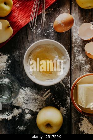 Apple pie ingredients flat lay Stock Photo