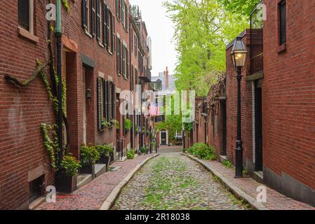 Acorn Street, Historical Street in Boston, Massachusetts Stock Photo