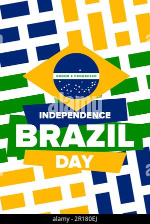 Brazil Independence Day. Happy national holiday. Freedom day. Celebrate annual in September 7. Brazil flag. Patriotic brazilian design. Vector poster Stock Vector
