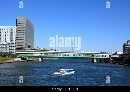 Tokyo sky tree seen from Eitai Bridge Stock Photo