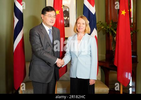 Oslo 20230512.China's Foreign Minister Qin Gang meets Norway's Foreign Minister Anniken Huitfeldt in Oslo on Friday. Photo: Terje Pedersen / NTB / POOL Stock Photo
