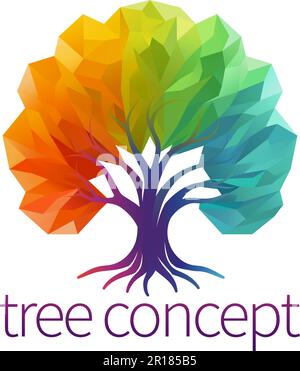 Rainbow Tree Abstract Stylised Concept Design Icon Stock Vector