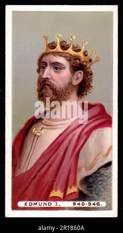 King Edmund I - Vintage Cigarette Card Stock Photo