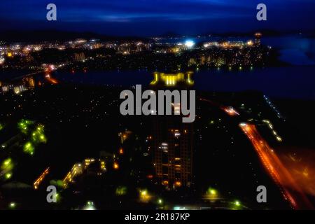 Fukuoka street night view (the west direction from the Fukuoka tower) Stock Photo