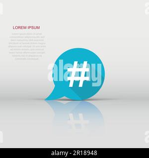 Hashtag vector icon in flat style. Social media marketing illustration on white isolated background. Hashtag network concept. Stock Vector