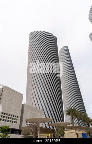 Lusail Plaza Towers or Lusail Plaza Complex is set of four office towers on the Al Sa'ad Plaza, Commercial Boulevard, Lusail, Qatar. Stock Photo