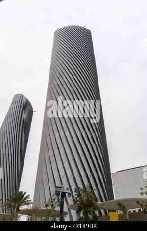 Lusail Plaza Towers or Lusail Plaza Complex is set of four office towers on the Al Sa'ad Plaza, Commercial Boulevard, Lusail, Qatar. Stock Photo