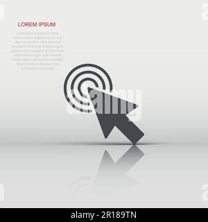 Computer mouse cursor icon in flat style. Arrow cursor vector illustration on white isolated background. Mouse aim business concept. Stock Vector