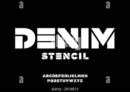 Modern bold stencil display font vector Stock Vector