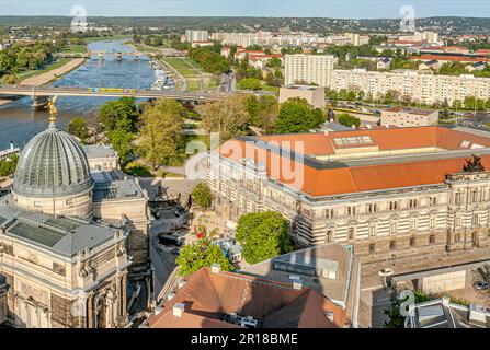 View from the Frauenkirche Dresden across the Elbe Valley, Saxony, Germany Stock Photo