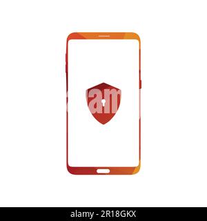 Smart phone logo design. mobile vector illustration with Security icon. Stock Vector