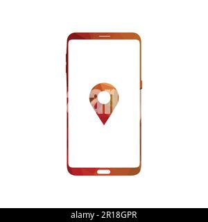 Smart phone logo design. mobile vector illustration with map pin location icon. Stock Vector