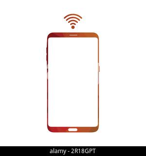 Smart phone logo design. mobile vector illustration with Wi-Fi icon. Stock Vector