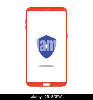 Smart phone logo design. mobile vector illustration with Security icon. Stock Vector