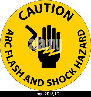 Caution Floor Sign Arc Flash And Shock Hazard Stock Vector