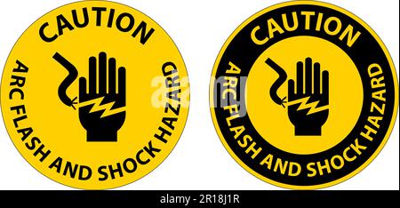 Caution Floor Sign Arc Flash And Shock Hazard Stock Vector