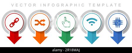 Web and internet icon set, miscellaneous pointer icons such as chain, arrows, finger, signal and chip for webdesign and mobile applications, modern de Stock Vector