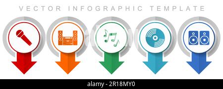 Multimedia icon set, miscellaneous pointer icons such as microphone, stereo equipment, vinyl and speakers for webdesign and mobile applications, moder Stock Vector