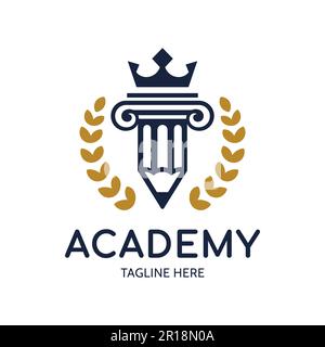 Pencil pillar logo. Vector logo for education, school, university, college, academy. Isolated on white background Stock Vector