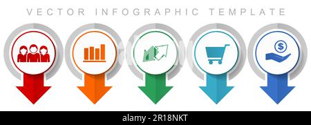 Trade icon set, miscellaneous pointer icons such as customers, graph, exchange, cart and bank for webdesign and mobile applications, modern design inf Stock Vector