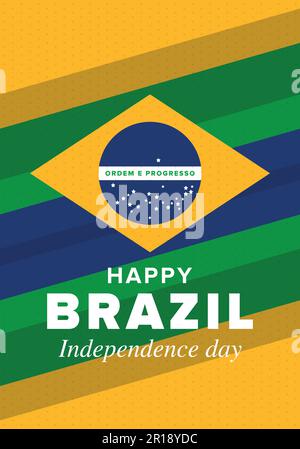 Brazil Independence Day. Happy national holiday. Freedom day. Celebrate annual in September 7. Brazil flag. Patriotic brazilian design. Vector poster Stock Vector