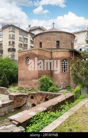 Sofia, Bulgaria. May 2023.  View of the church of St. George and the Historical and archaeological reserve Serdika - Sredets in the city center Stock Photo
