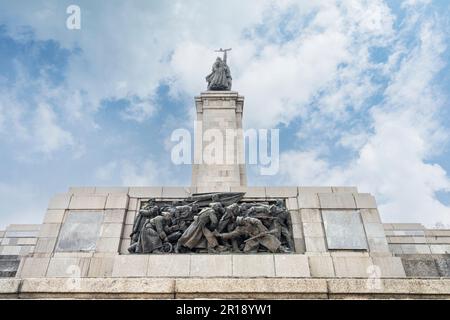 Sofia, Bulgaria. May 2023.  Detail of the Monument to the Soviet Army in a park of the city center Stock Photo