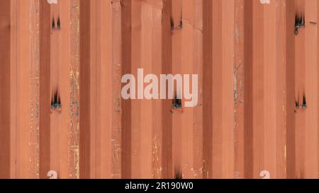Artistic of old and rusty metallic sheet wall. Vintage style metal sheet roof texture. Stock Photo